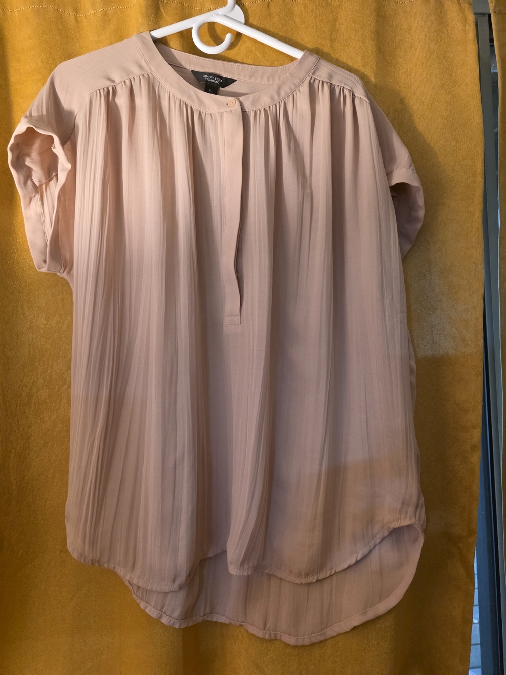 Simply Vera Vera Wang Pleated Short-Sleeve Blouse in Blush
